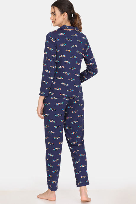 Zivame My Besties Cotton Pyjama Set-Medieval blue — image 3